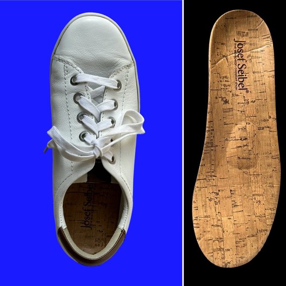 Josef Seibel Kim Comfort Shoes Size 6 Cork Insoles Lace-ups White Leather EUC - Picture 12 of 12